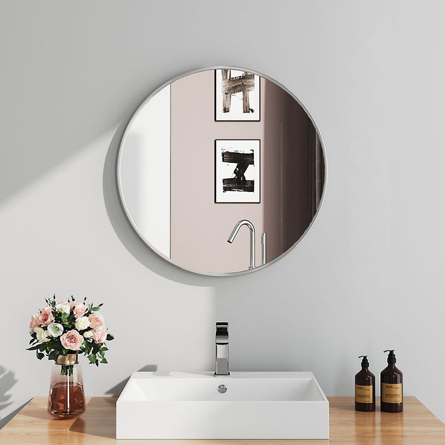 Dia 40cm Round Bathroom Mirror White Framed Nordic Mirror