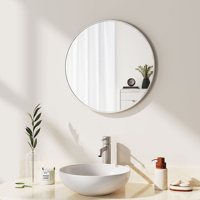 Dia 40cm Round Bathroom Mirror White Framed Nordic Mirror