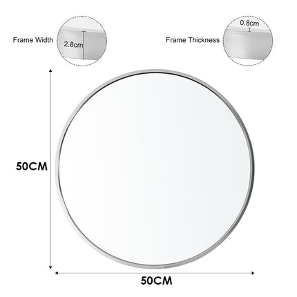 50cm Nordic White Framed Bathroom Mirror Round Wall Mounted Mirror