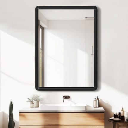 50 x 70cm Rectangular Black Framed Wall Mounted Bathroom Mirror
