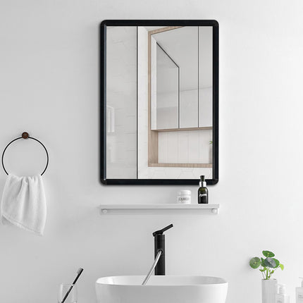 50 x 70cm Rectangular Black Framed Wall Mounted Bathroom Mirror