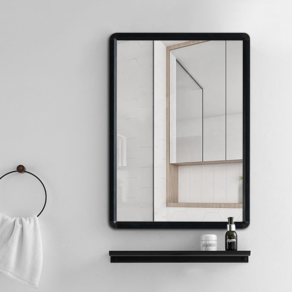 28" x 20" Rectangular Black Framed Bathroom Wall Mirror