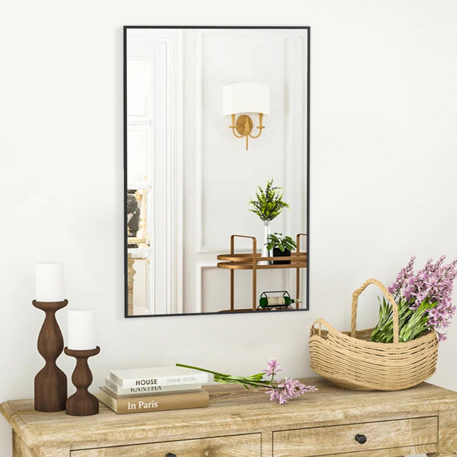60x40cm Bathroom Mirror Modern Aluminium Alloy Frame Rectangle Wall Mirror