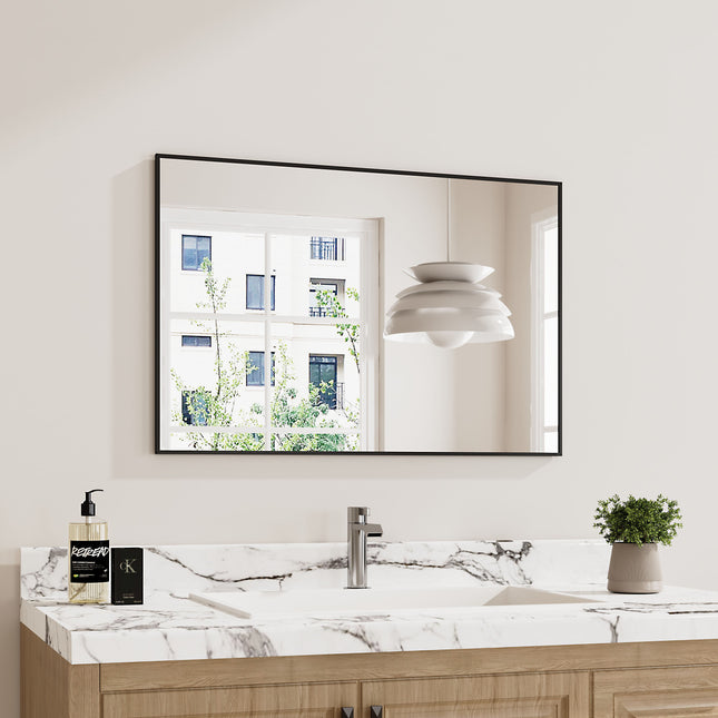 60x40cm Bathroom Mirror Modern Aluminium Alloy Frame Rectangle Wall Mirror