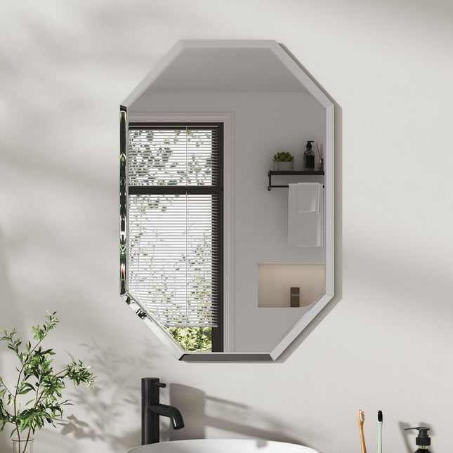 600x400mm Bathroom Mirror Irregular Wall Mirror with Beveled Edge