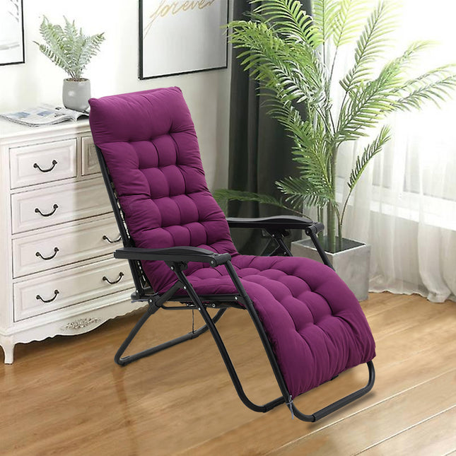 Purple Sun Lounger Cushion Pad Garden In/Outdoor Recliner Chair Seat Pads