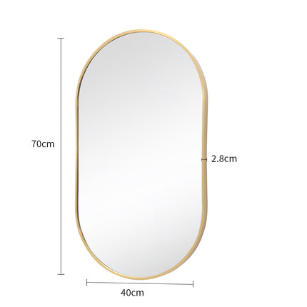 70cm H Modern Oval Metal Wall Mirror Gold