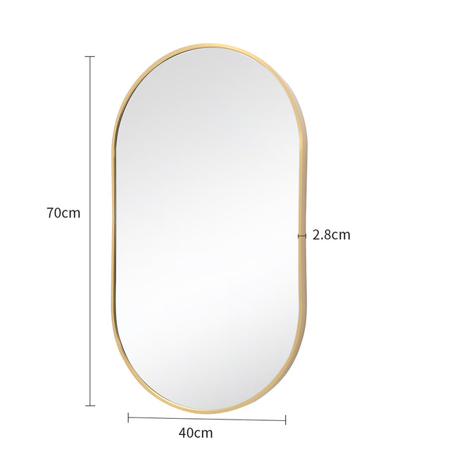 70cm H Modern Oval Metal Wall Mirror Gold