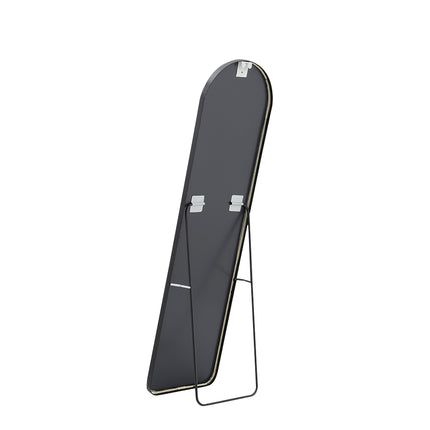 150cm H Modern Arched Metal Floor Mirror Gold and Black
