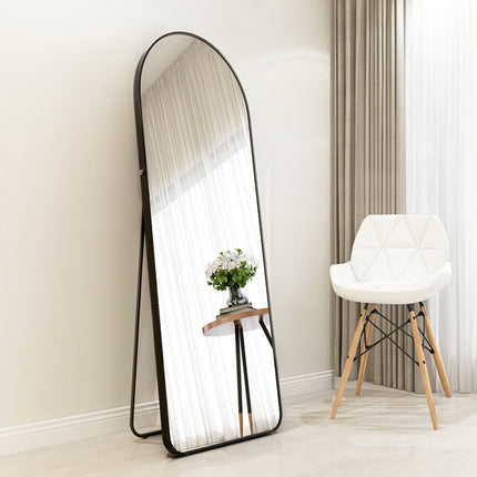 150cm H Modern Arched Metal Floor Mirror Gold and Black