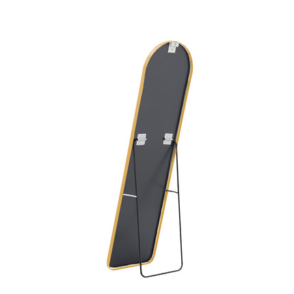 150cm H Modern Arched Metal Floor Mirror Gold and Black