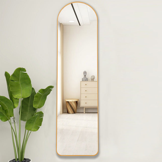 150cm H Modern Arched Metal Floor Mirror Gold