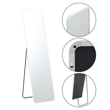 147cm H Modern Rectangular Metal Full Length  Mirror White
