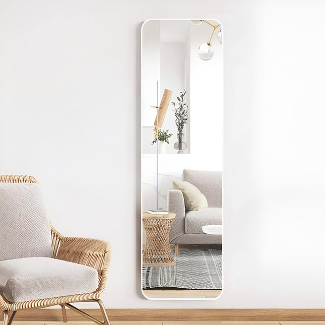 147cm H Modern Rectangular Metal Floor Mirror White