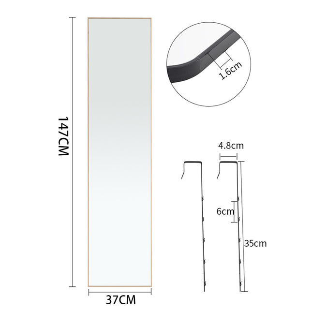 Metal Frame Over the Door Full Length Mirror 147cm