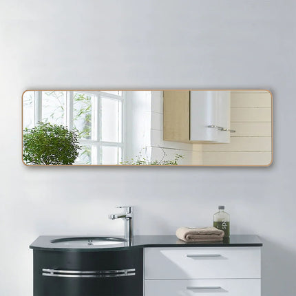 147cm H Gold Full Length Mirror with Rounded Corners Door Hanging