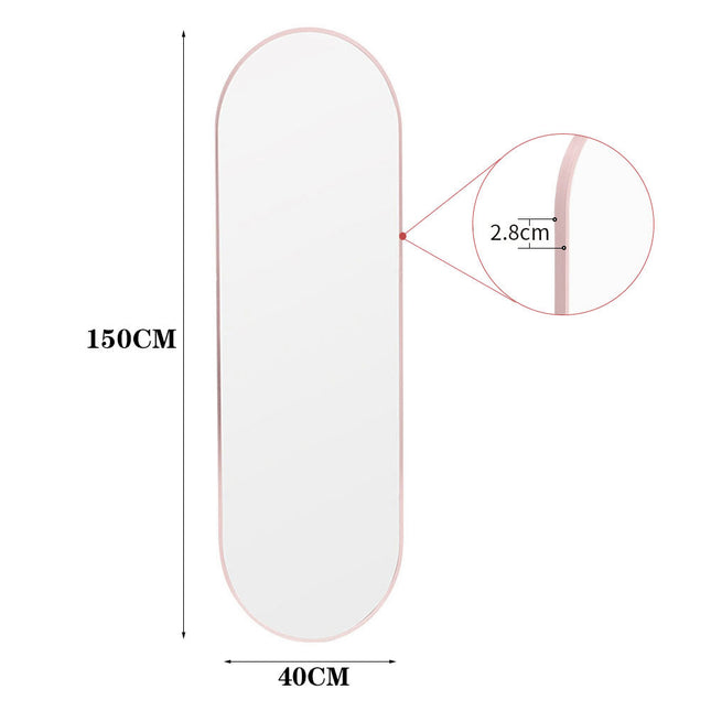 150cm H Modern Rose Gold Oval Full Length Wall Mirror