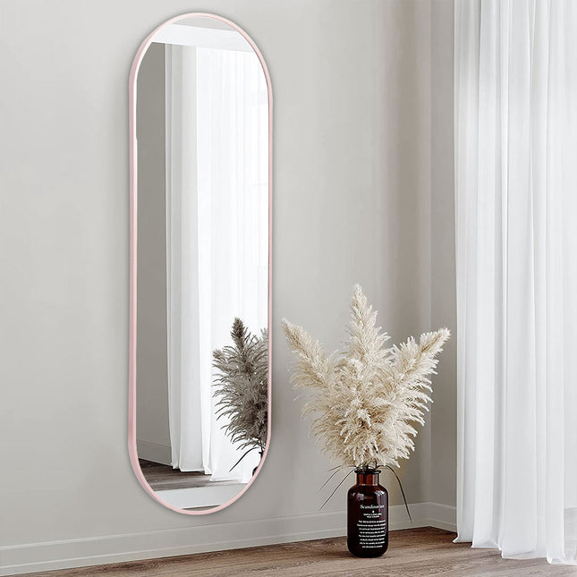 150cm H Modern Rose Gold Oval Full Length Wall Mirror