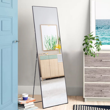 147cm Black Modern Rectangular Metal Freestanding Mirrors