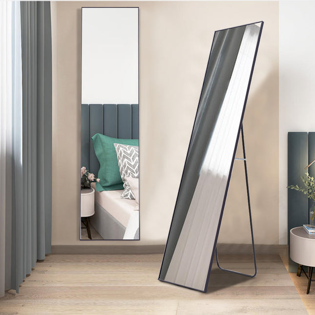 147cm Black Modern Rectangular Metal Freestanding Mirrors