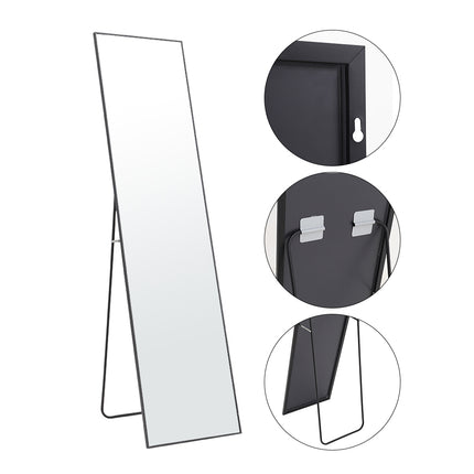 147cm Modern Rectangular Metal Full Length Mirror Black