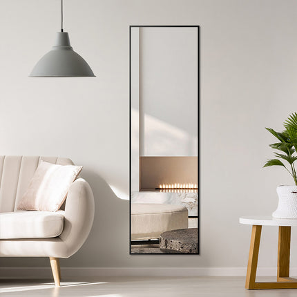 147cm Modern Rectangular Metal Full Length Mirror Black
