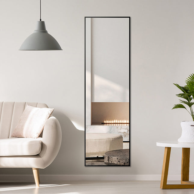 147cm Modern Rectangular Metal Full Length Mirror Black
