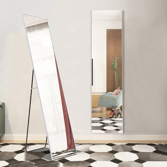 147cm H White Rectangular Full Length Mirror Freestanding Hanging