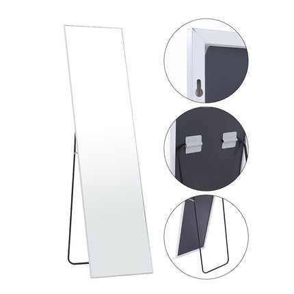 147cm H White Rectangular Full Length Mirror Freestanding Hanging