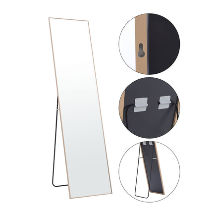 147cm H Gold Rectangular Full Length Mirror Freestanding Hanging