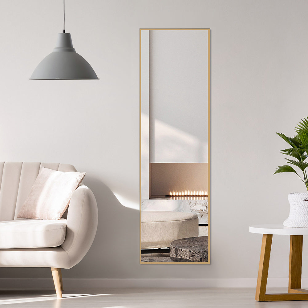 147cm H Gold Rectangular Full Length Mirror Freestanding Hanging