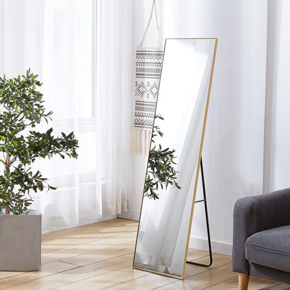 147cm H Gold Rectangular Full Length Mirror Freestanding Hanging