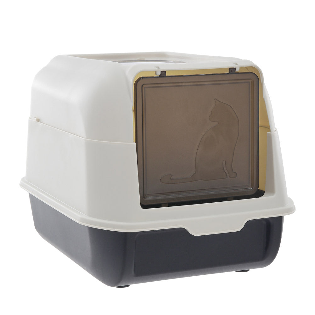 Large Hooded Top Entry Cat Litter Box with Scoop