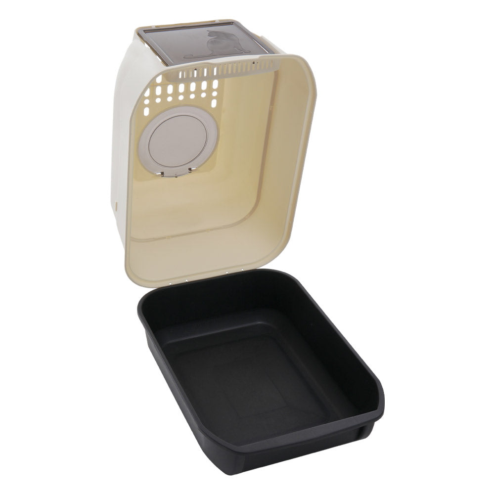 Large Hooded Top Entry Cat Litter Box with Scoop