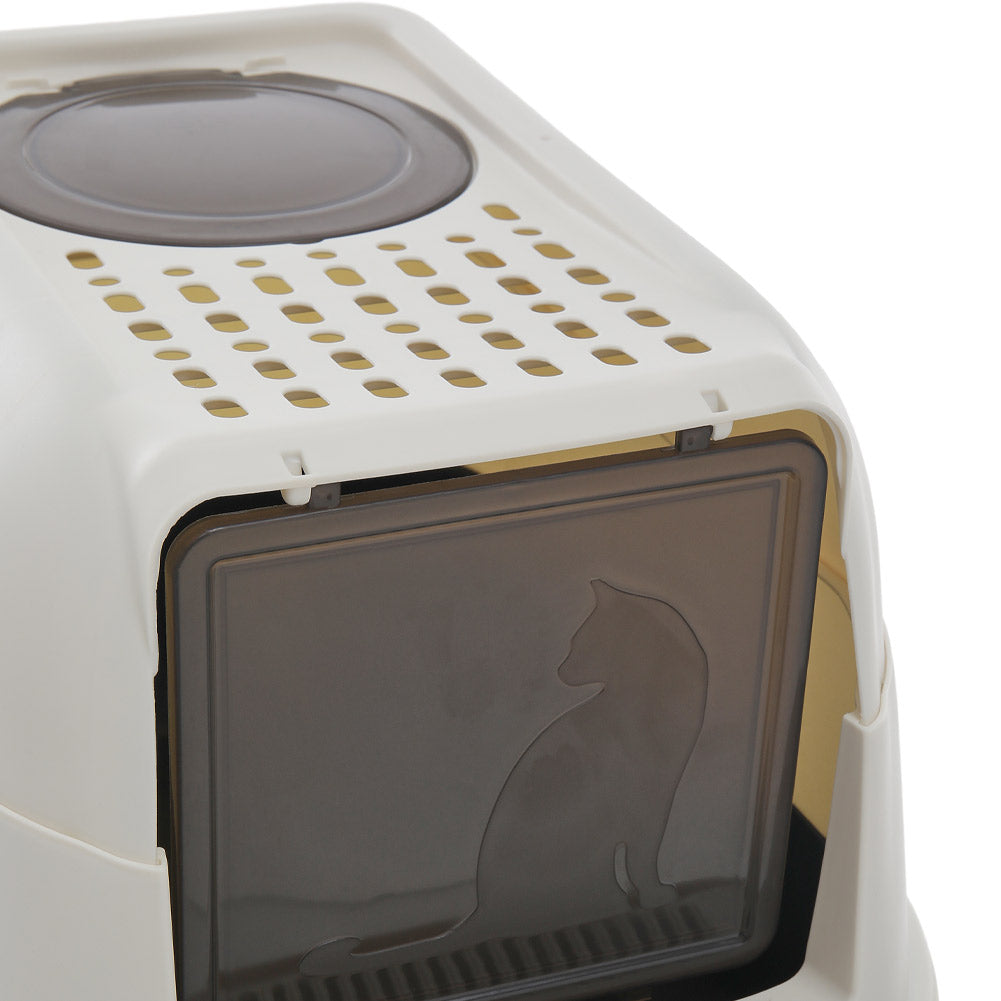 Large Hooded Top Entry Cat Litter Box with Scoop