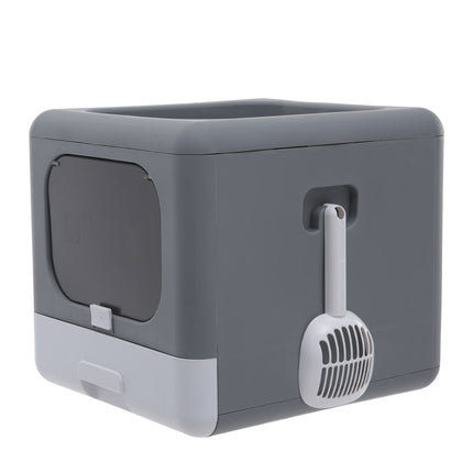 Modern Grey Enclosed Cat Litter Box Toilet