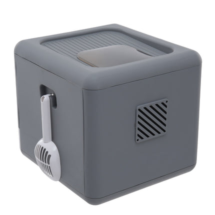 Modern Grey Enclosed Cat Litter Box Toilet
