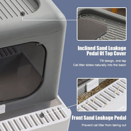 Modern Grey Enclosed Cat Litter Box Toilet