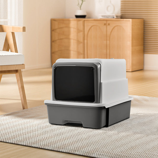 Large Top Entry Hooded Cat Litter Box with Scoop