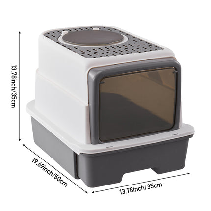 Large Top Entry Hooded Cat Litter Box with Scoop
