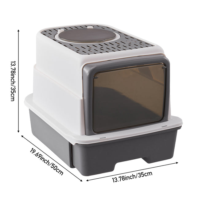 Large Top Entry Hooded Cat Litter Box with Scoop