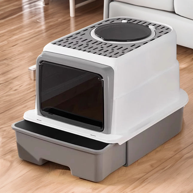 Large Top Entry Hooded Cat Litter Box with Scoop