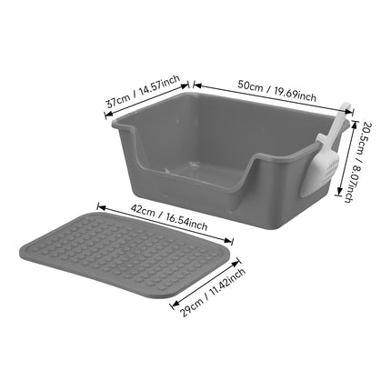 Large Anti Splash Cat Litter Box with Litter Mat