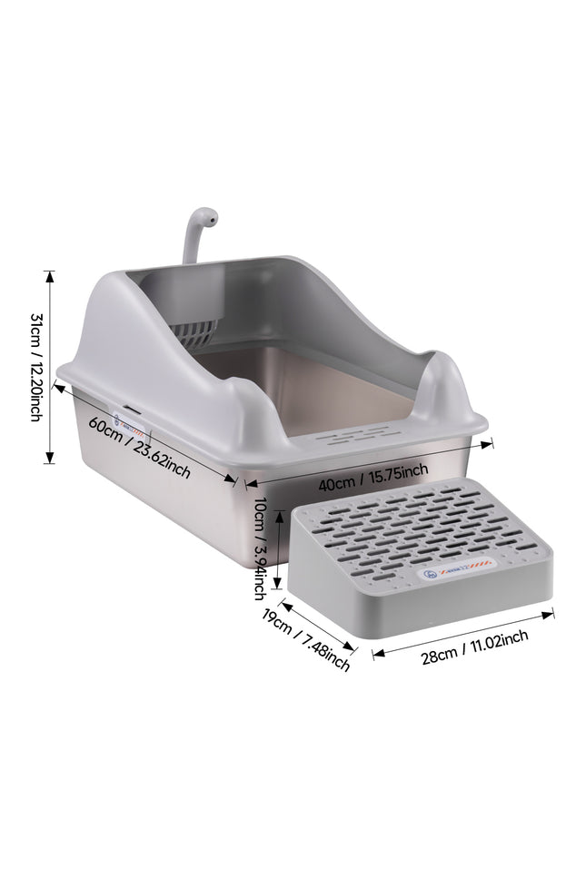 Easy Clean Large Stainless Steel Cat Litter Box