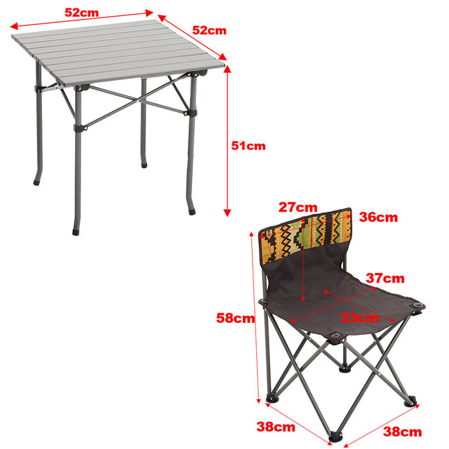 Portable Outdoor Picnic Camping Table and Chair Set Four Chairs