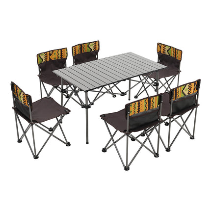 Portable Outdoor Picnic Camping Table and Chair Set Six Chairs