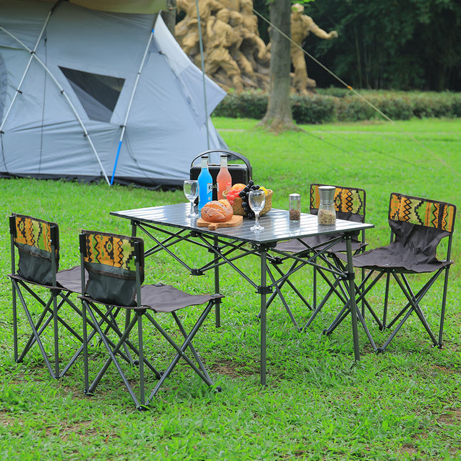 Portable Outdoor Picnic Camping Table and Chair Set Six Chairs