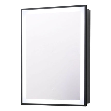 Black Frame LED Illuminated Bathroom Mirror Cabinet Touch Sensor 50 x 70cm
