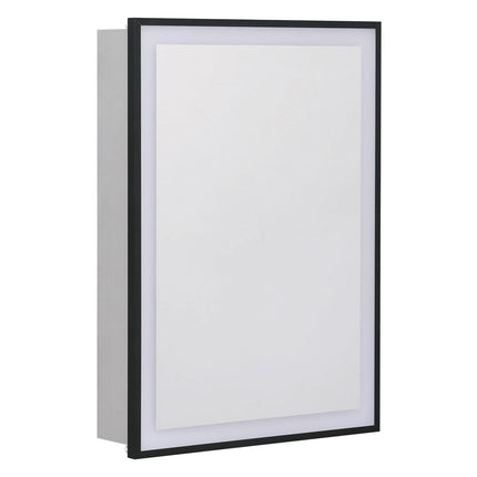 Black Frame LED Illuminated Bathroom Mirror Cabinet Touch Sensor 50 x 70cm