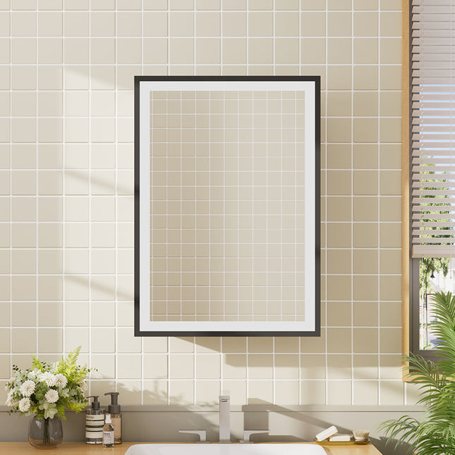 Black Frame LED Illuminated Bathroom Mirror Cabinet Touch Sensor 50 x 70cm